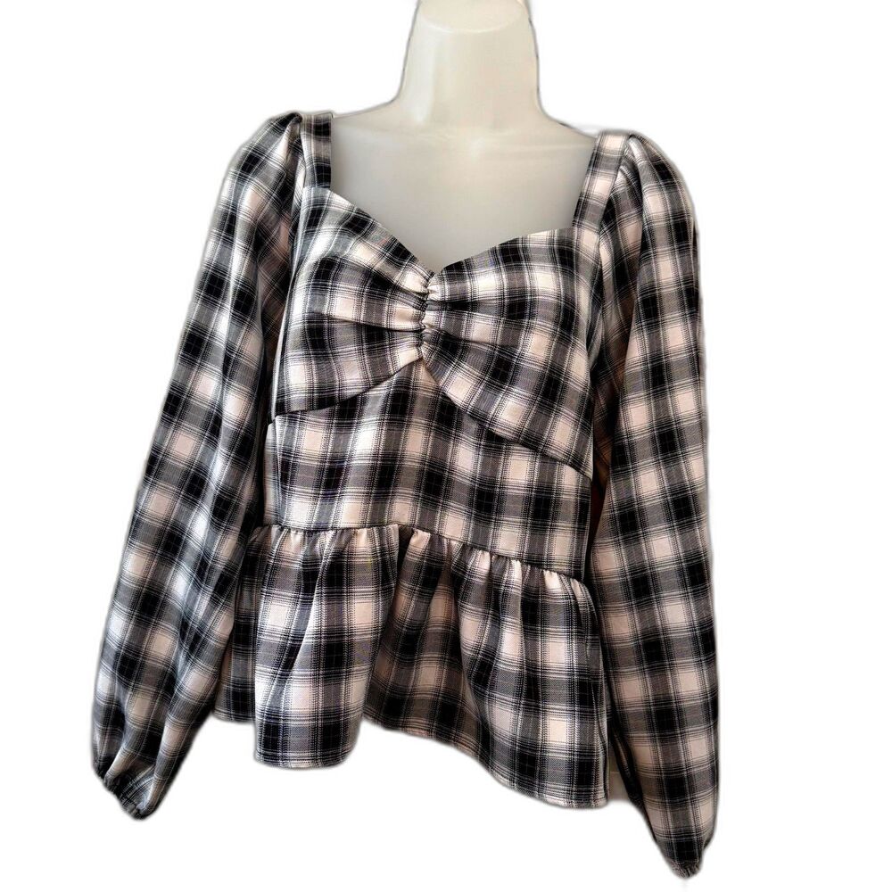 Pleione Cropped Peplum Milkmaid Puffy Long Sleeves size M